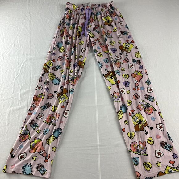 Spongebob Squarepants Valentines Pajama Sleep Pants Women Size Medium - Picture 1 of 7
